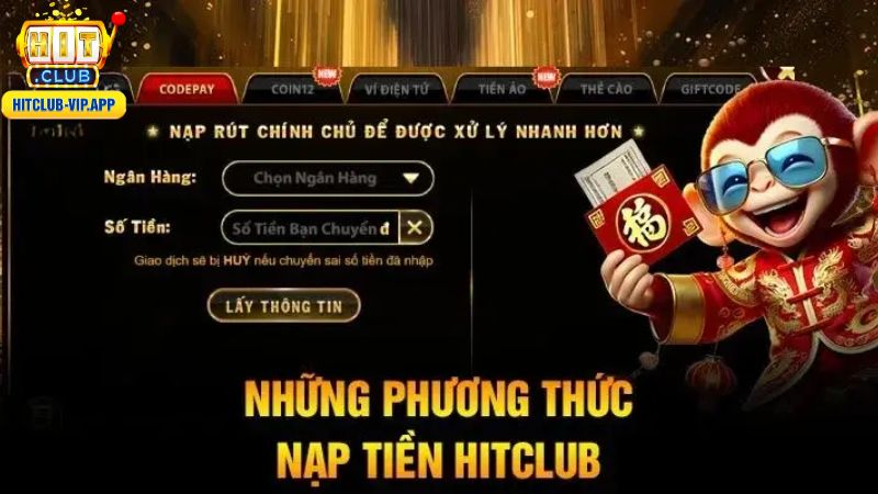 Tại HitClub cần phải nạp tiền vào tài khoản để chơi game
