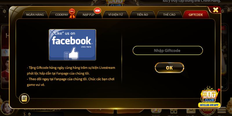 Nhập Giftcode Hitclub để nhận thưởng thêm